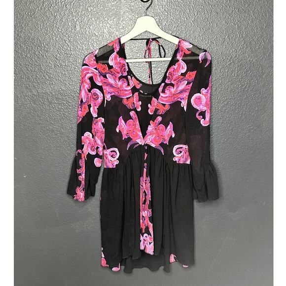 Intimately Free People Womens Floral Symphony Bell Sleeve Slip Tunic Dress XS/TP - Picture 5 of 11